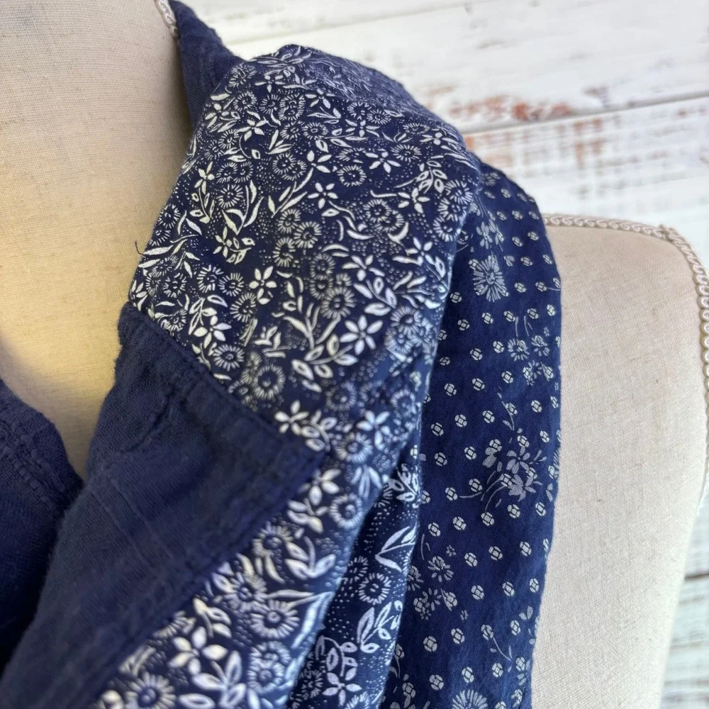 Bandana Infinity Scarf Abercrombie & Fitch Navy Blue Cotton Patchwork Cowgirl